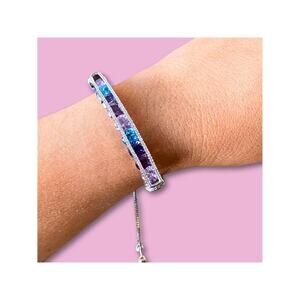 Cubic Zirconia And Sterling Silver Adjustable Bracelet Blue And Purple